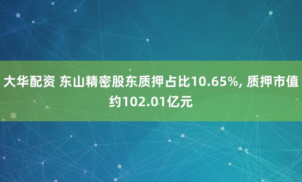 大华配资 东山精密股东质押占比10.65%, 质押市值约102.01亿元